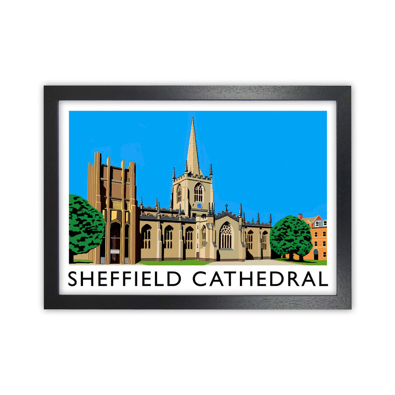 Sheffield Cathedral by Richard O'Neill Yorkshire Art Print, Travel Poster Black Grain