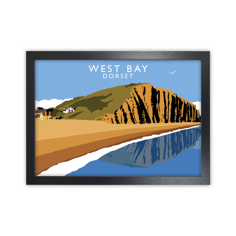 West Bay Dorset Framed Digital Art Print by Richard O'Neill Black Grain
