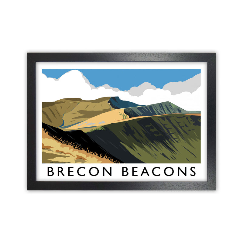Brecon Beacons Framed Digital Art Print by Richard O'Neill Black Grain