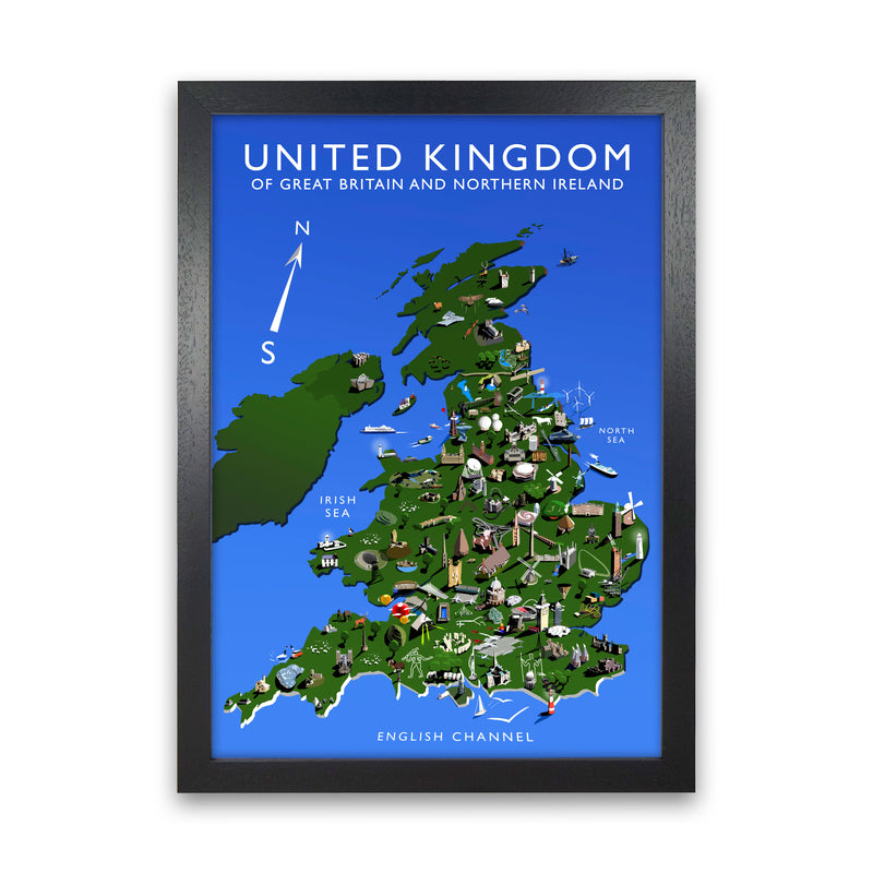 United Kingdom Art Print by Richard O'Neill Black Grain