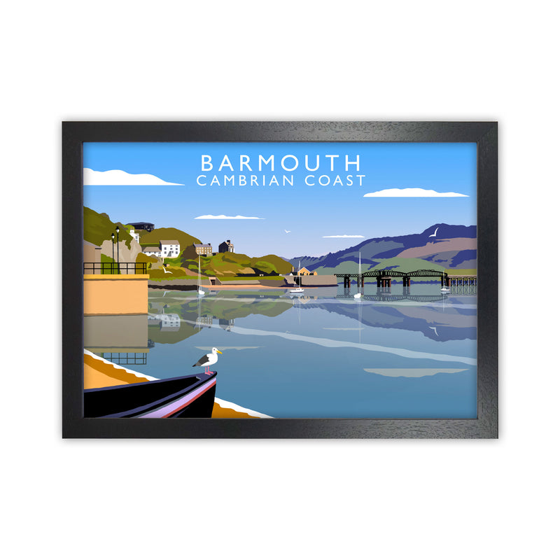 Barmouth Cambrian Coast Framed Digital Art Print by Richard O'Neill Black Grain