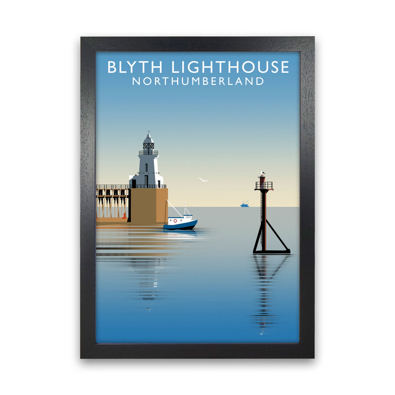 Blyth Lighthouse Northumberland Art Print by Richard O'Neill Black Grain