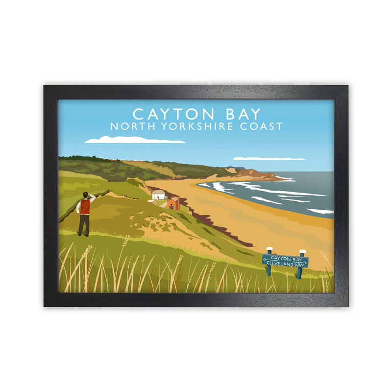 Cayton Bay North Yorkshire Coast Framed Digital Art Print by Richard O'Neill Black Grain