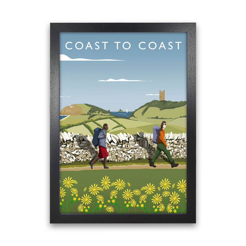 Coast To Coast (Portrait) by Richard O'Neill Yorkshire Art Print, Travel Poster Black Grain