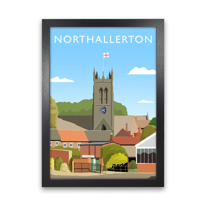 Northallerton (Portrait) by Richard O'Neill Yorkshire Art Print, Travel Poster Black Grain