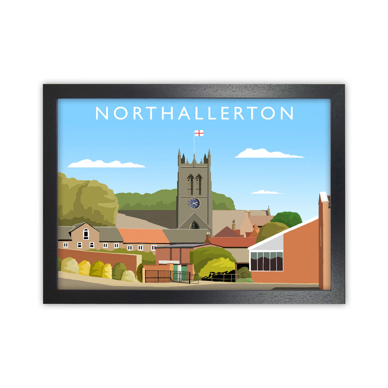 Northallerton (Landscape) by Richard O'Neill Yorkshire Art Print, Travel Poster Black Grain
