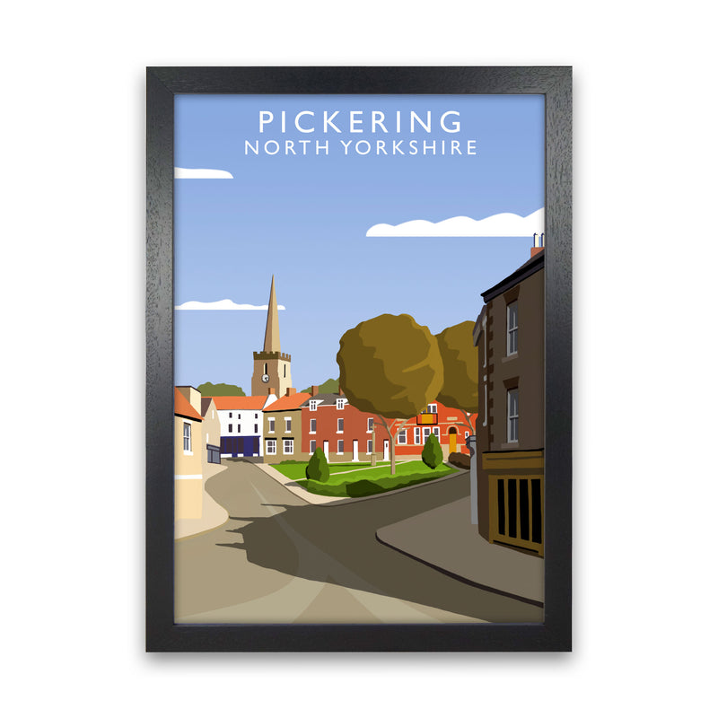 Pickering (Portrait) by Richard O'Neill Yorkshire Art Print, Travel Poster Black Grain