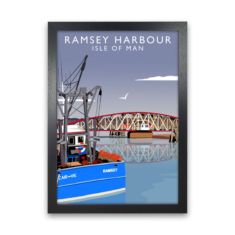 Ramsley Harbour Isle of Man Art Print by Richard O'Neill Black Grain