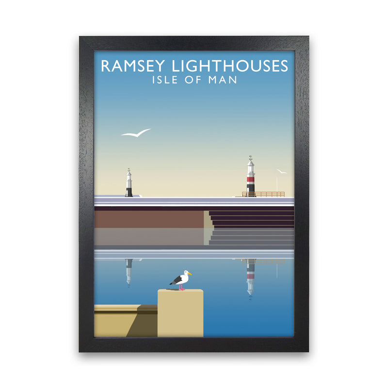 Ramsey Lighthouses (Portrait) by Richard O'Neill Black Grain
