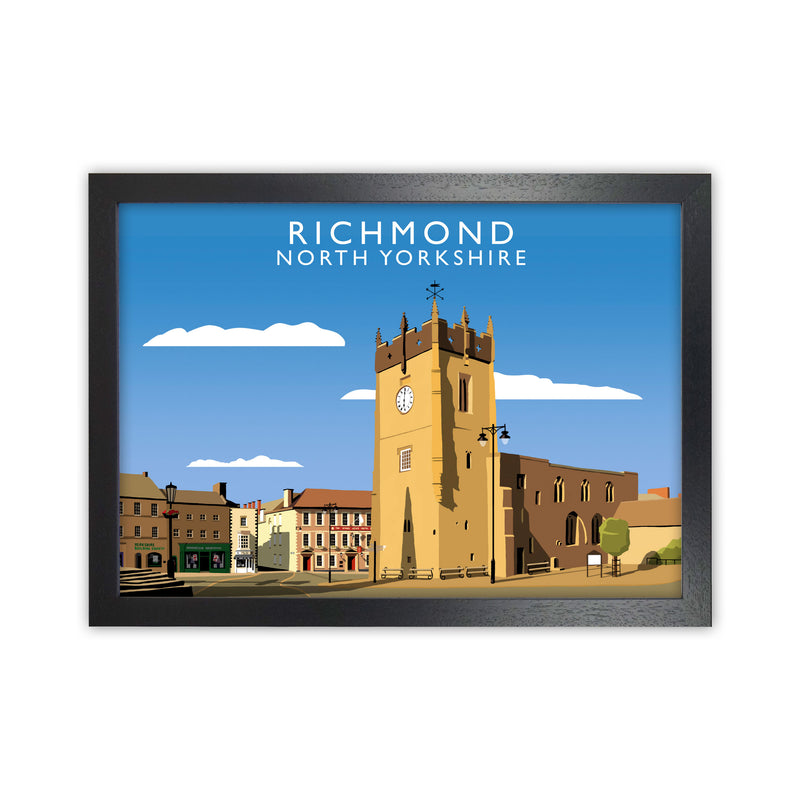 Richmond (Landscape) by Richard O'Neill Yorkshire Art Print, Travel Poster Black Grain