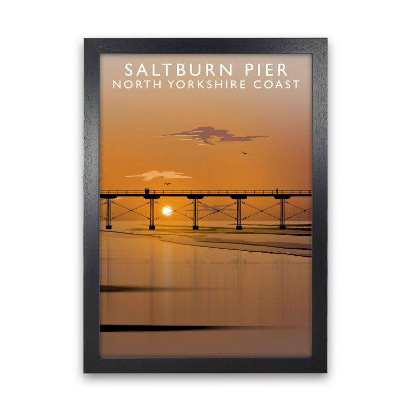 Saltburn Pier (Portrait) by Richard O'Neill Yorkshire Art Print, Travel Poster Black Grain