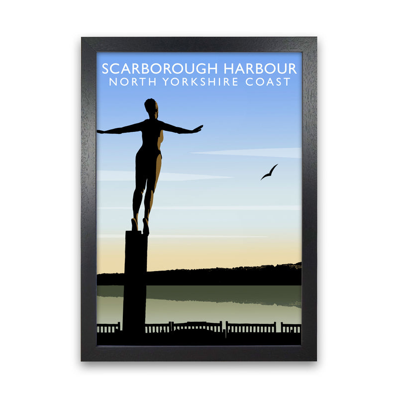 Scarborough Harbour (Portrait) by Richard O'Neill Yorkshire Art Print Black Grain