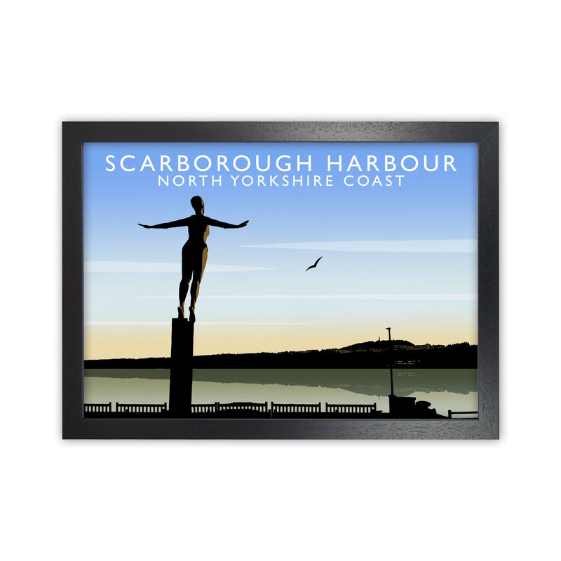 Scarborough Harbour (Landscape) by Richard O'Neill Yorkshire Art Print Black Grain