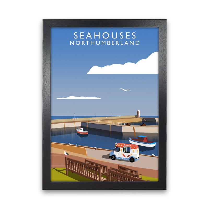 Seahouses (Portrait) by Richard O'Neill Black Grain