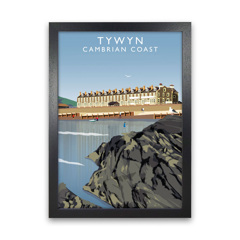 Tywyn Cambrian Coast Framed Digital Art Print by Richard O'Neill Black Grain
