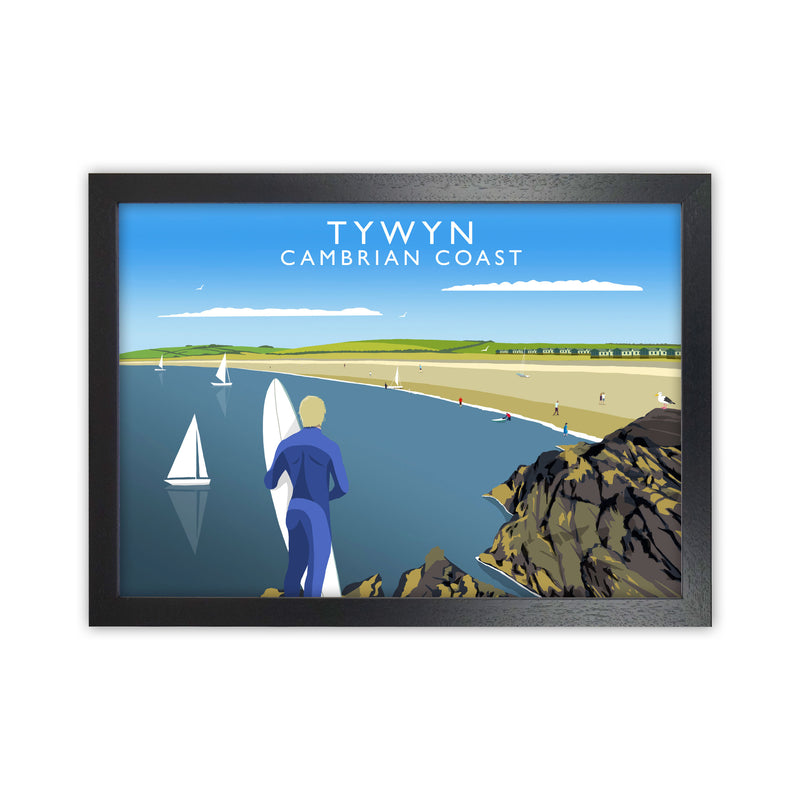 Tywyn Cambrian Coast Art Print by Richard O'Neill Black Grain