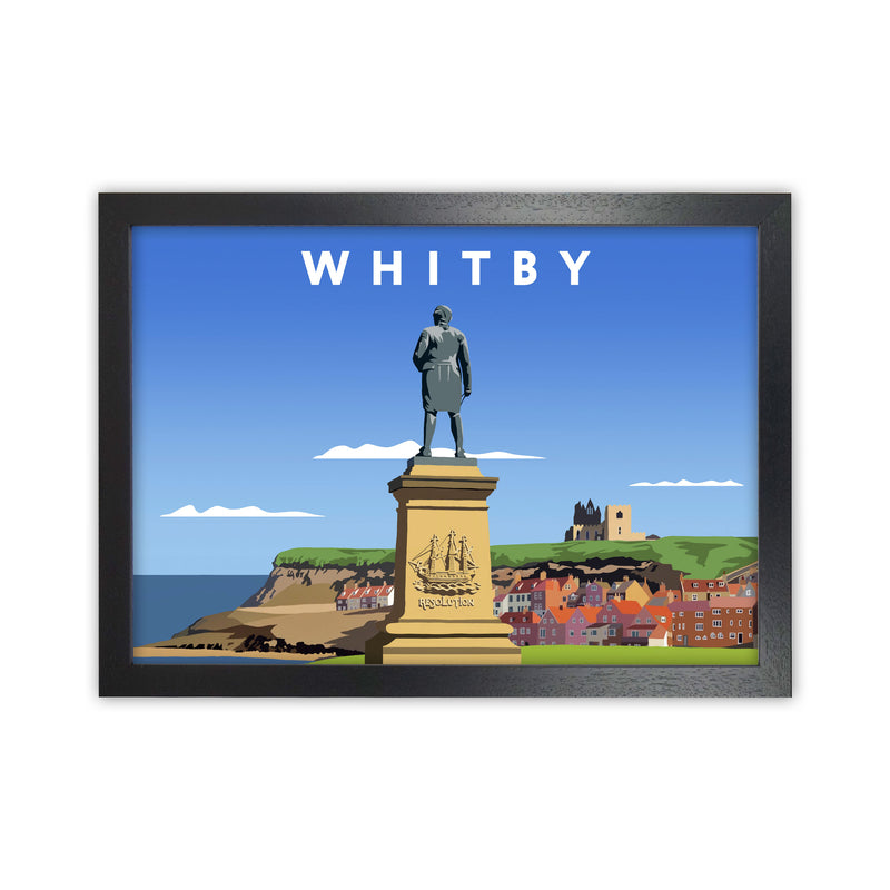 Whitby (Landscape) by Richard O'Neill Yorkshire Art Print, Vintage Travel Poster Black Grain