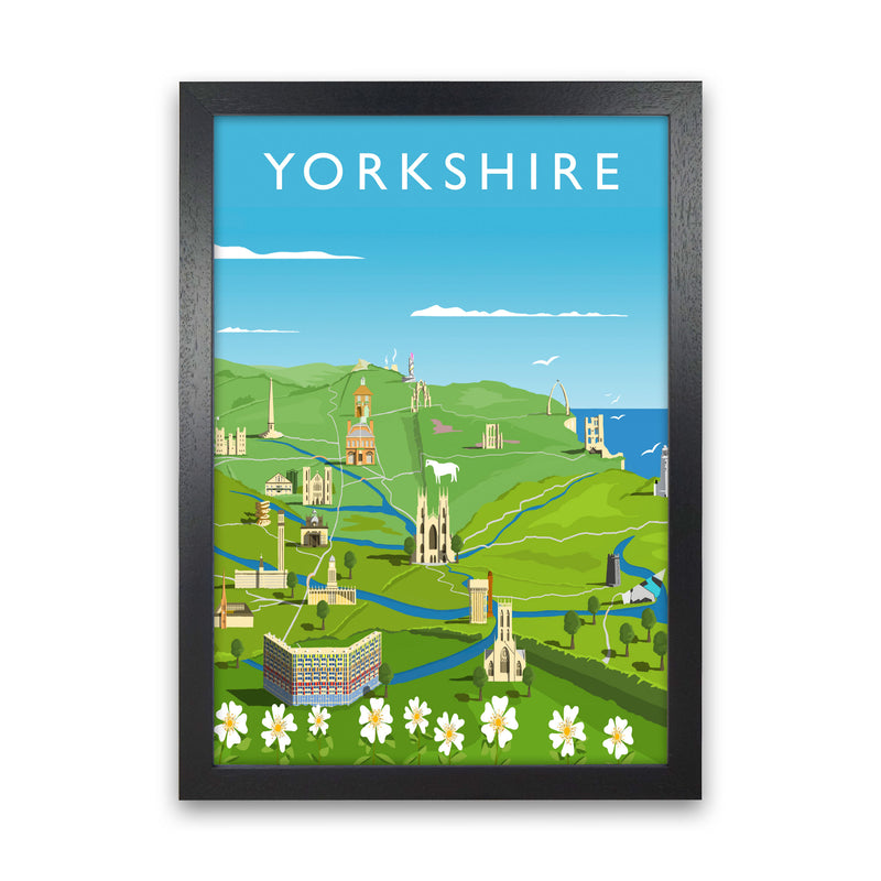 Yorkshire (Portrait) Art Print Vintage Travel Poster by Richard O'Neill Black Grain