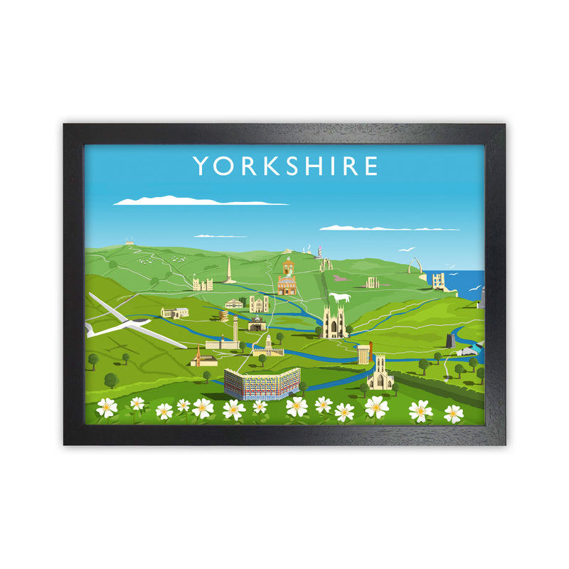 Yorkshire Framed Digital Art Print by Richard O'Neill Black Grain