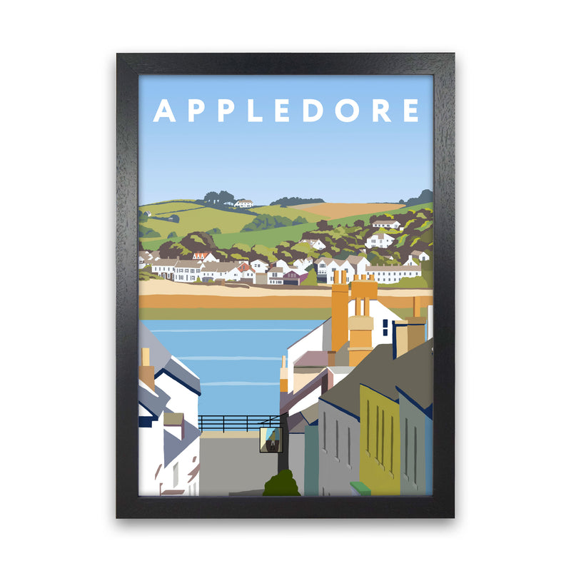 Appledore Framed Digital Art Print by Richard O'Neill Black Grain