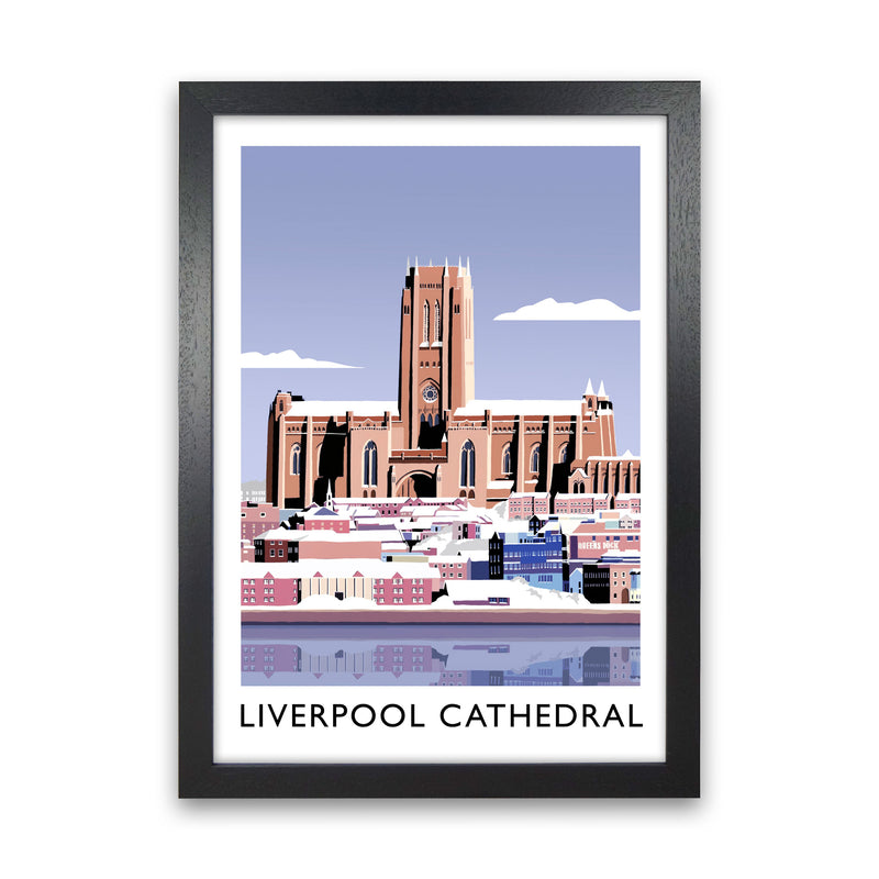 Liverpool Cathedral In Snow Portrait by Richard O'Neill Black Grain
