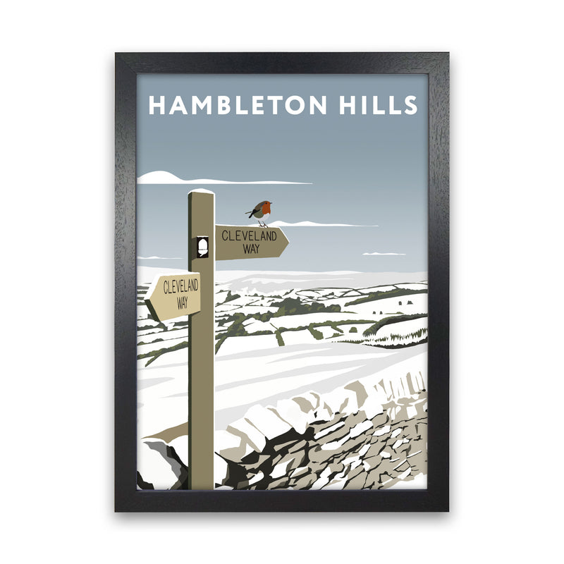 Hambleton Hills In Snow Portrait by Richard O'Neill Black Grain