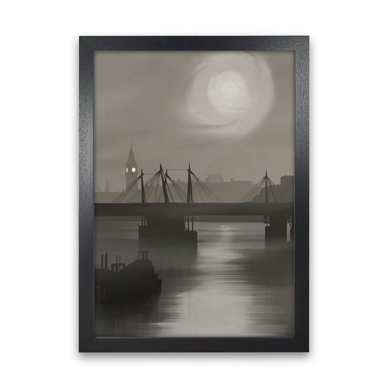 London In Fog Portrait by Richard O'Neill Black Grain