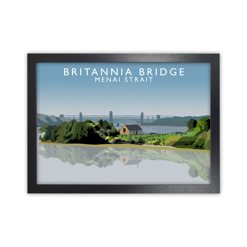 Britannia Bridge Art Print by Richard O'Neill Black Grain