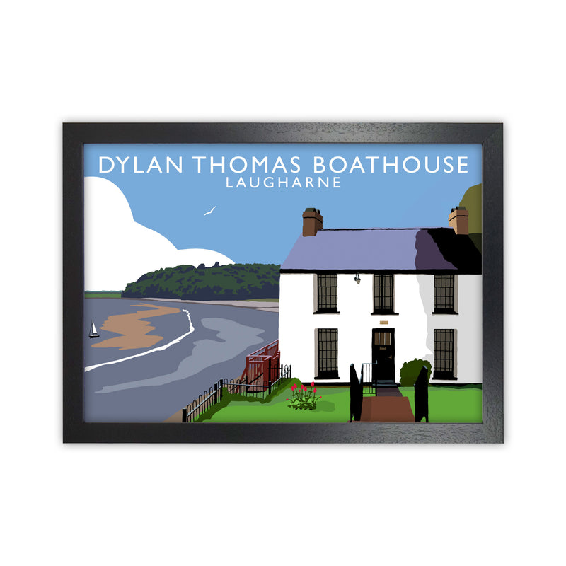 Dylan Thomas Boathouse Art Print by Richard O'Neill Black Grain