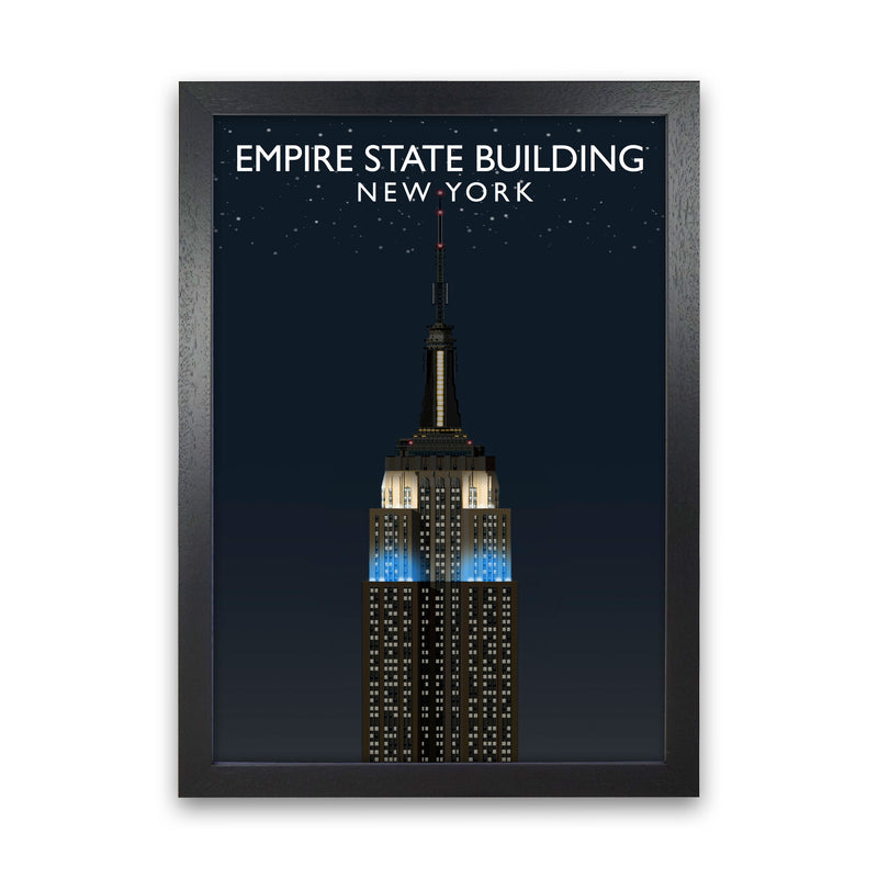 Empire State Building Night by Richard O'Neill Black Grain