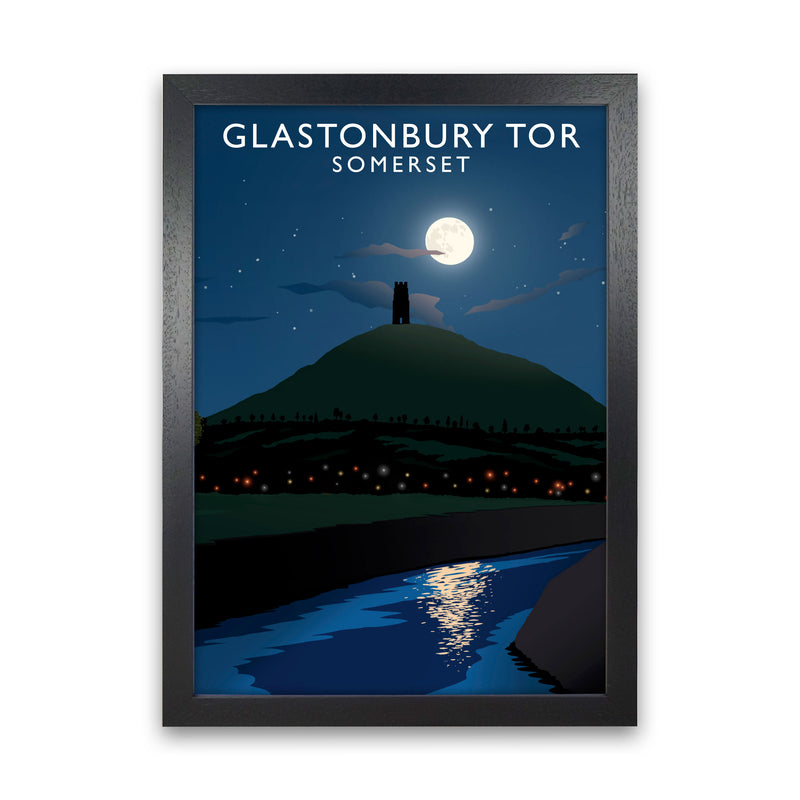 Glastonbury Tor Somerset Framed Digital Art Print by Richard O'Neill Black Grain