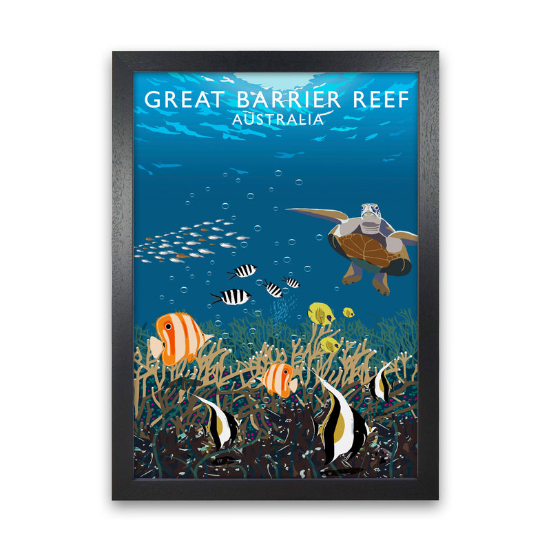 Great Barrier Reef Australia Art Print by Richard O'Neill Black Grain