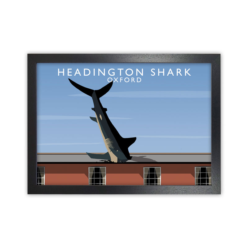 Headington Shark Oxford Travel Art Print by Richard O'Neill, Framed Wall Art Black Grain