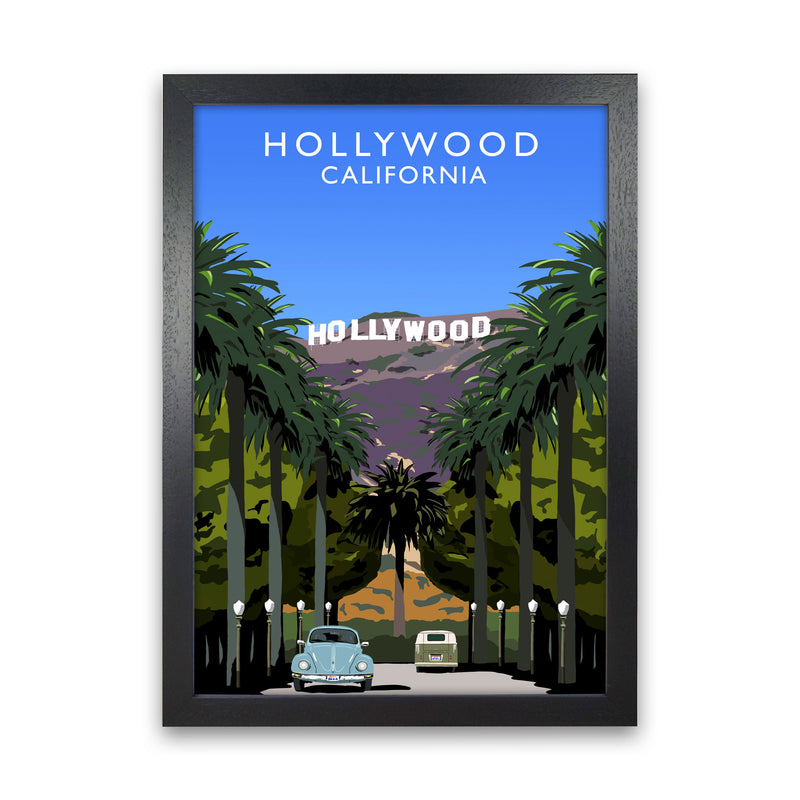 Hollywood California Travel Art Print by Richard O'Neill, Framed Wall Art Black Grain