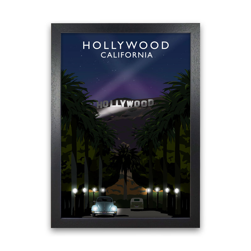 Hollywood California Travel Art Print by Richard O'Neill, Framed Wall Art Black Grain