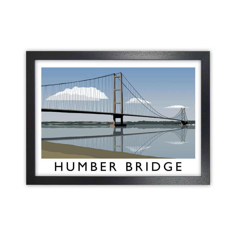 Humber Bridge Framed Digital Art Print by Richard O'Neill Black Grain