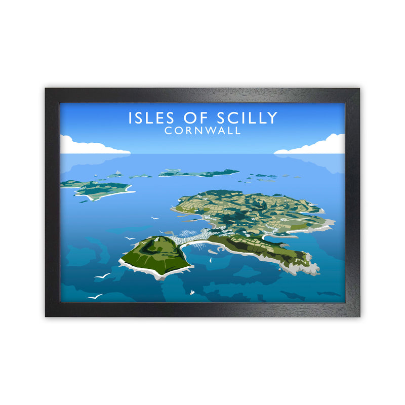 Isles of Scilly Cornwall Framed Digital Art Print by Richard O'Neill Black Grain
