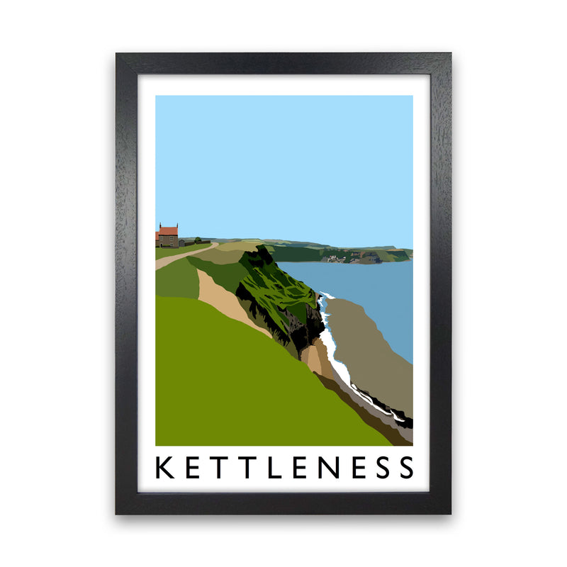Kettleness Travel Art Print by Richard O'Neill, Framed Wall Art Black Grain