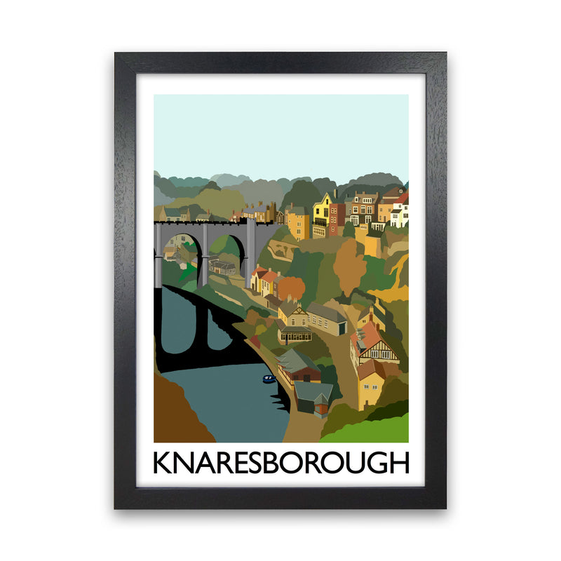 Knaresborough Digital Art Print by Richard O'Neill, Framed Wall Art Black Grain