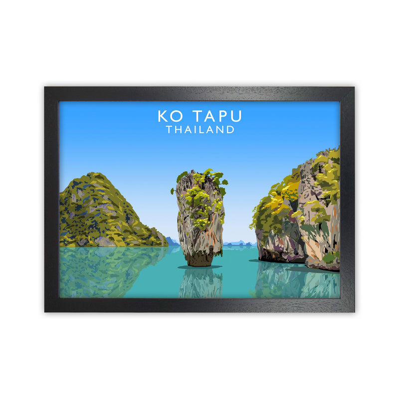 Ko Tapu Thailand Travel Art Print by Richard O'Neill, Framed Wall Art Black Grain