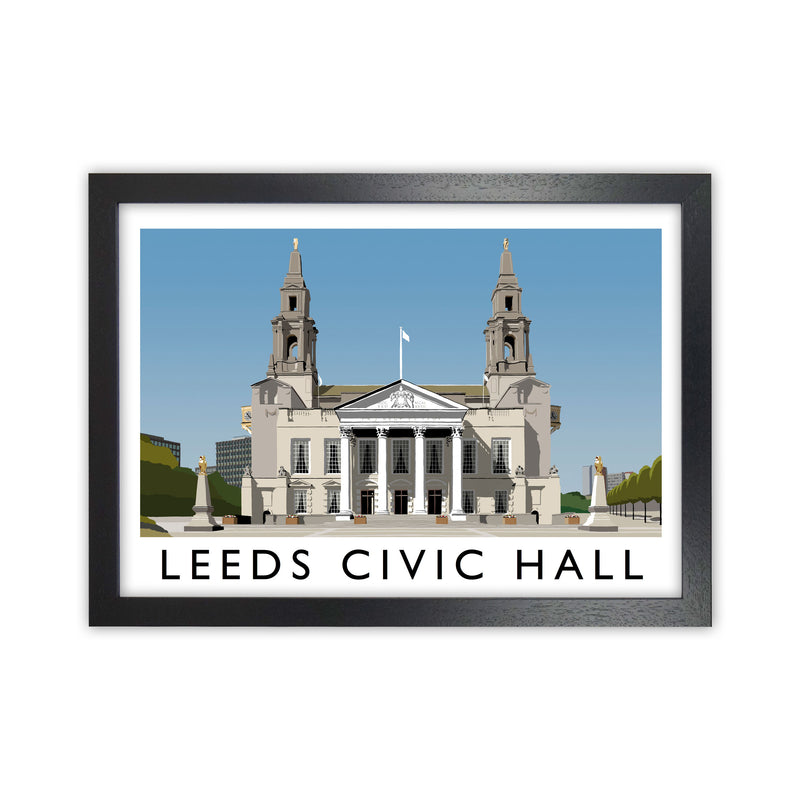 Leeds Civic Hall Digital Art Print by Richard O'Neill, Framed Wall Art Black Grain