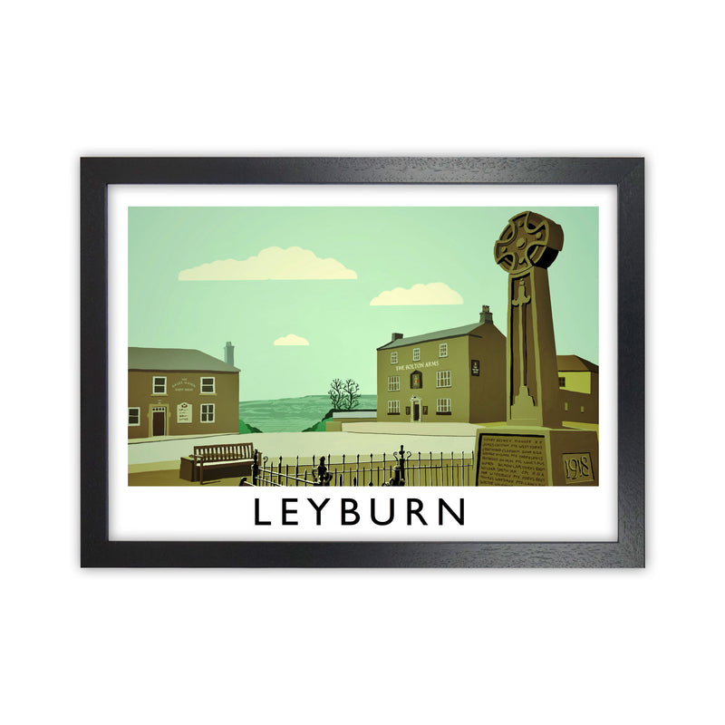 Leyburn Travel Art Print by Richard O'Neill, Framed Wall Art Black Grain