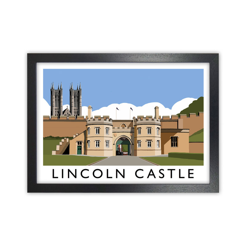 Lincoln Castle Travel Art Print by Richard O'Neill, Framed Wall Art Black Grain