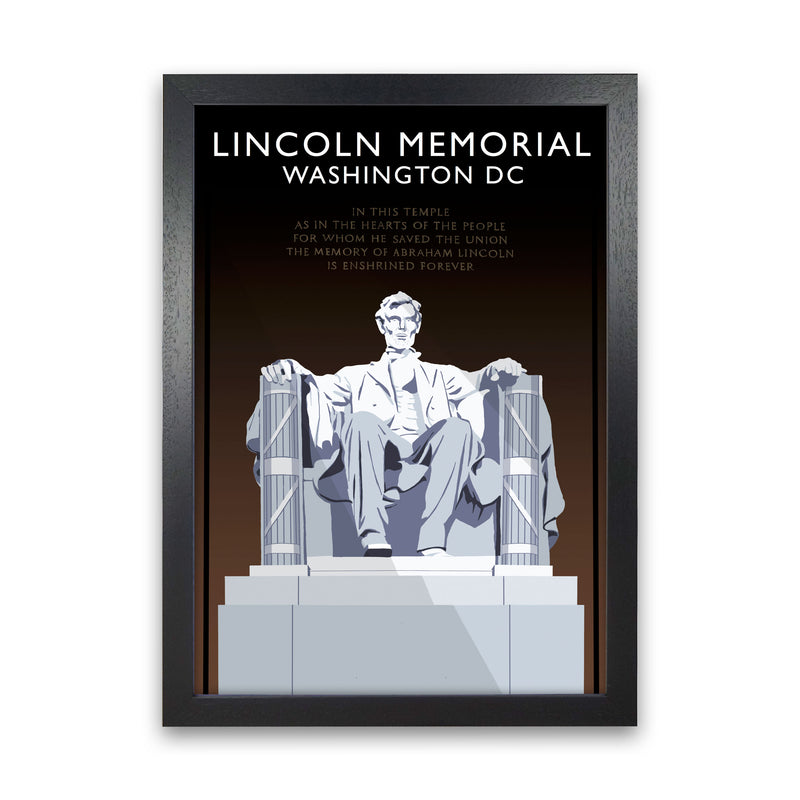 Lincoln Memorial Washington DC Travel Art Print by Richard O'Neill Black Grain