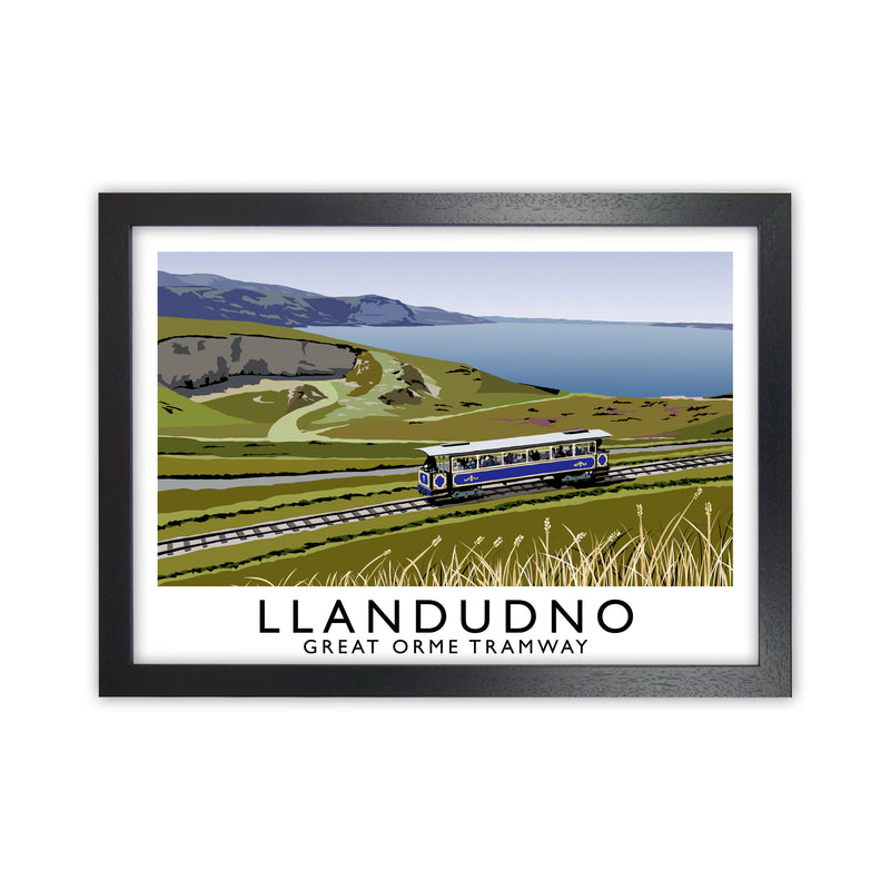 Llandudno Great Orme Tramway Digital Art Print by Richard O'Neill Black Grain