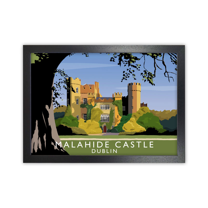 Malahide Castle Dublin Travel Art Print by Richard O'Neill, Framed Wall Art Black Grain