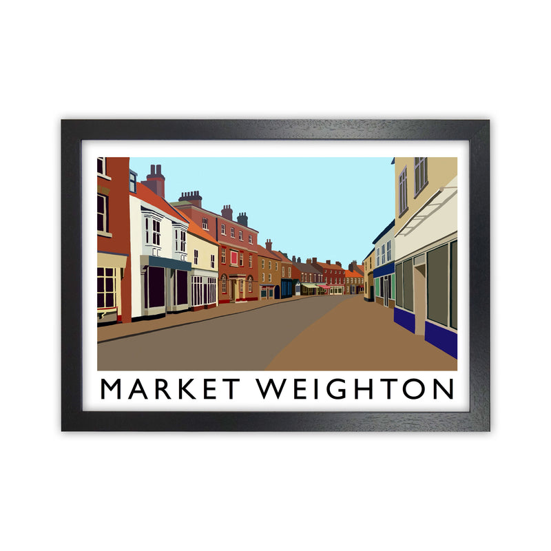 Market Weighton Travel Art Print by Richard O'Neill, Framed Wall Art Black Grain