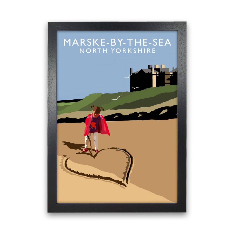 Marske-By-The-Sea North Yorkshire Travel Art Print by Richard O'Neill Black Grain