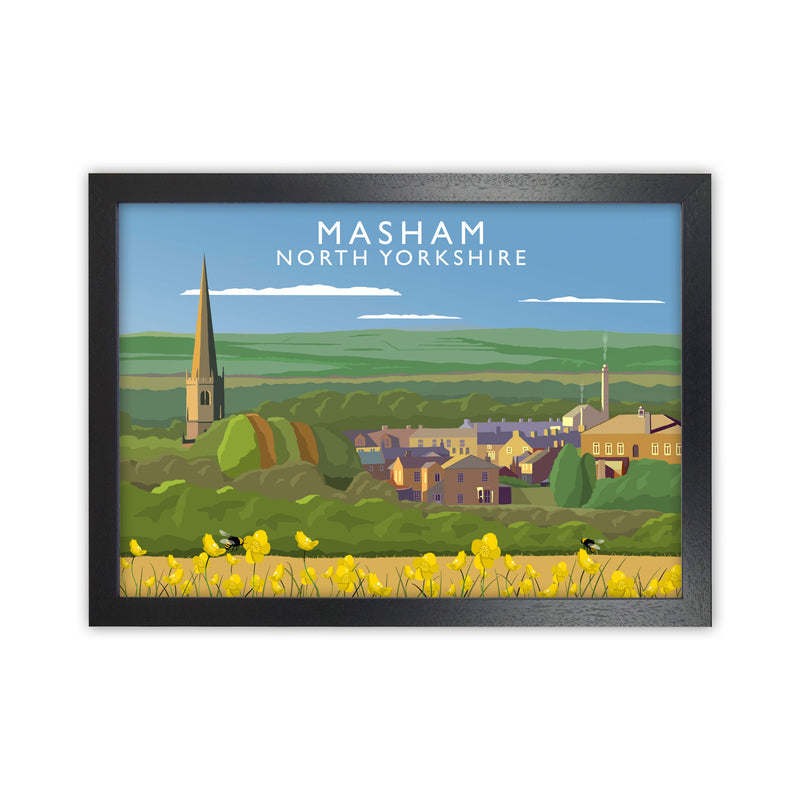 Masham North Yorkshire Travel Art Print by Richard O'Neill, Framed Wall Art Black Grain