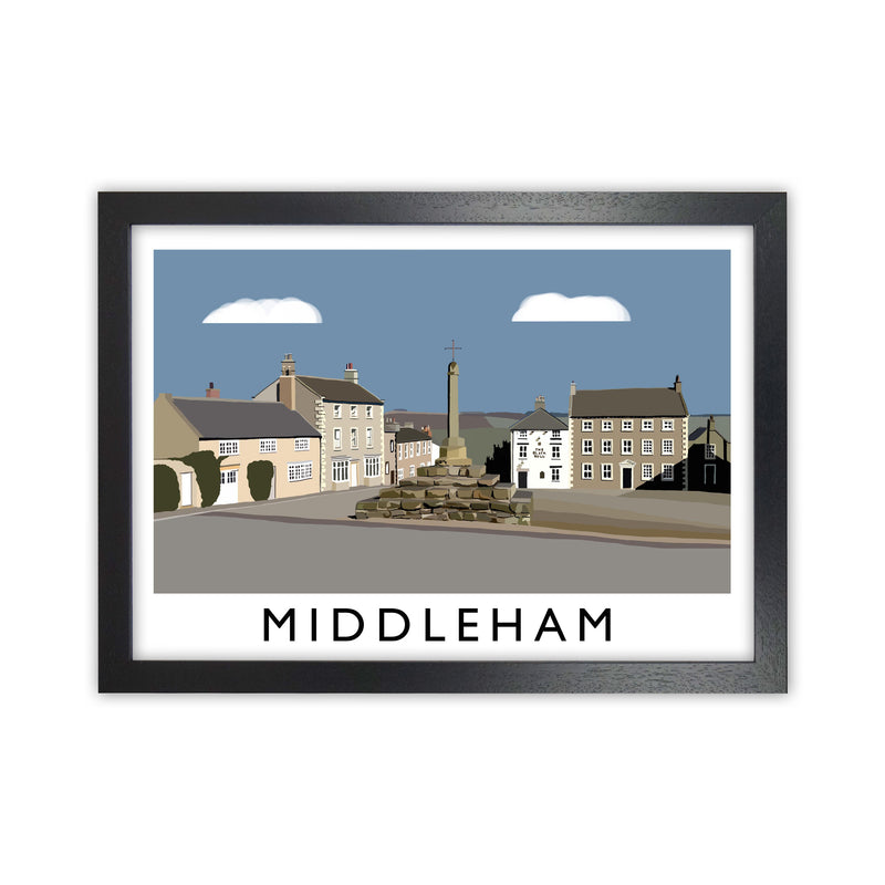 Middleham Travel Art Print by Richard O'Neill, Framed Wall Art Black Grain